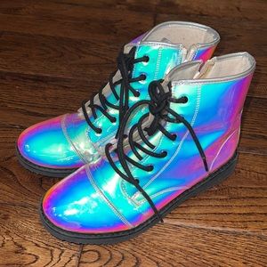 Children Place iridescent combat boots
